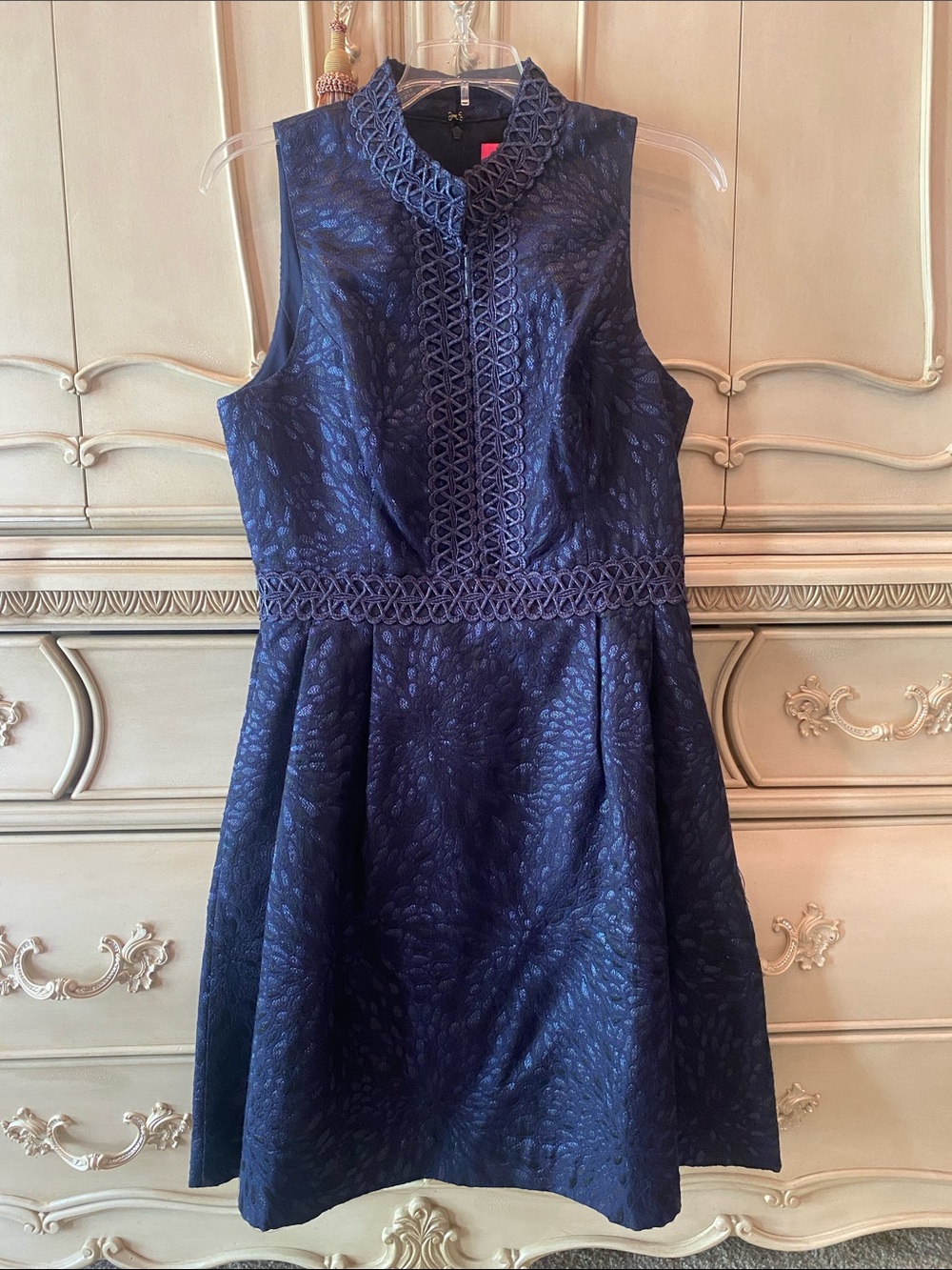 Lilly Pulitzer Navy Sleeveless Jacquard Fit & Flare Dress